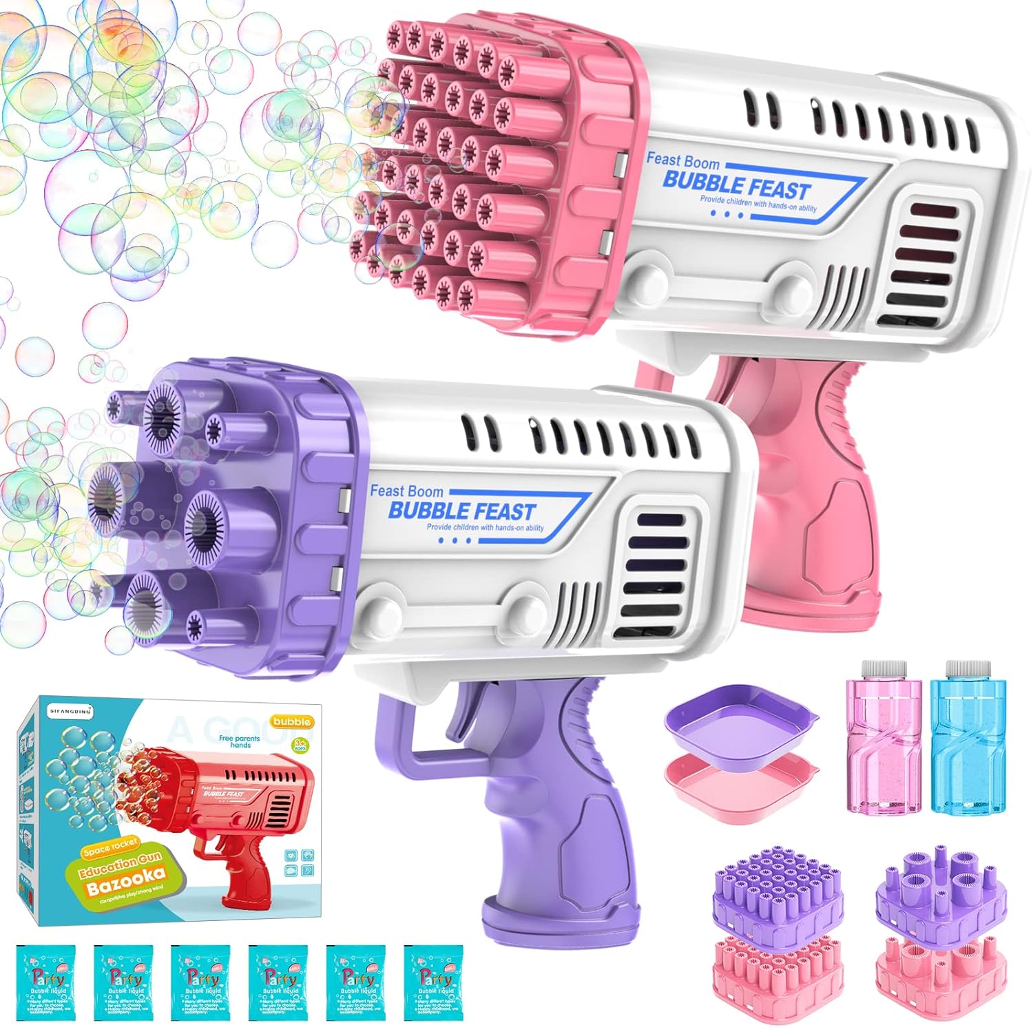 36-Hole Bubble Gun Bazooka for Kids Colourful Bubbles Maker